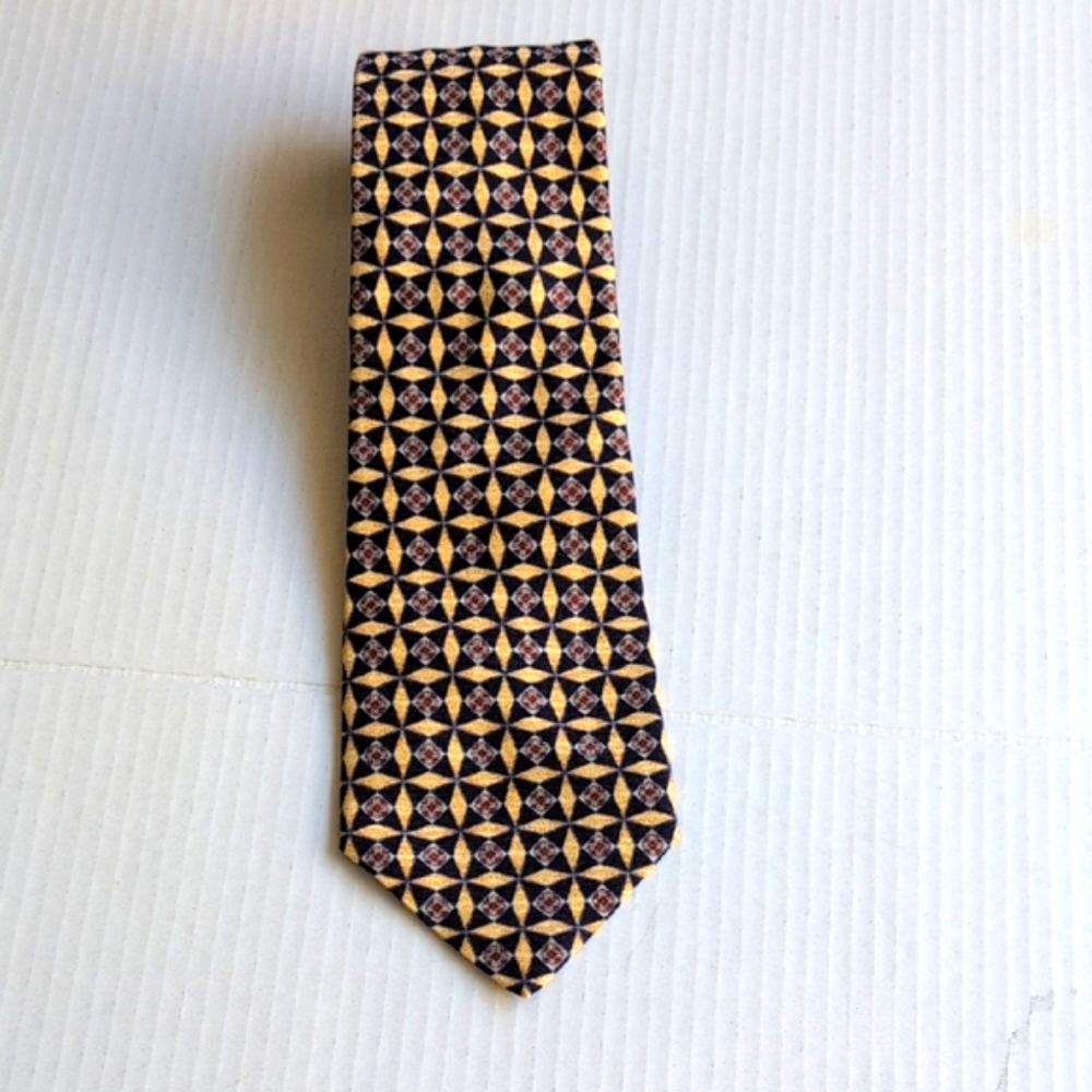 Club Room Men's Tie Made In Italy Gold And Black Geometric
